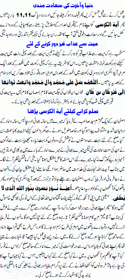 Ayat-ul-Qursi ki Fazilat