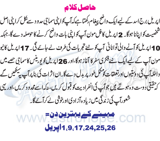 Monthly Urdu Horoscope