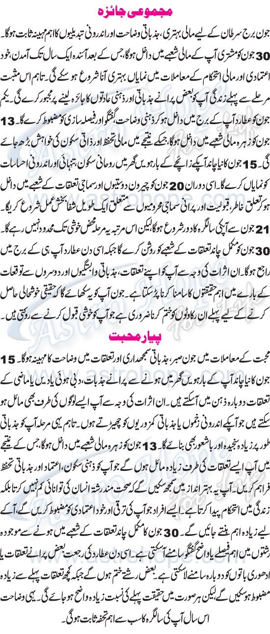 Monthly Urdu Horoscope