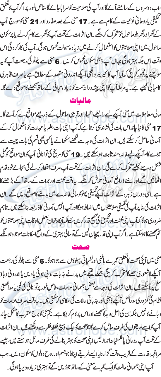 Monthly Urdu Horoscope