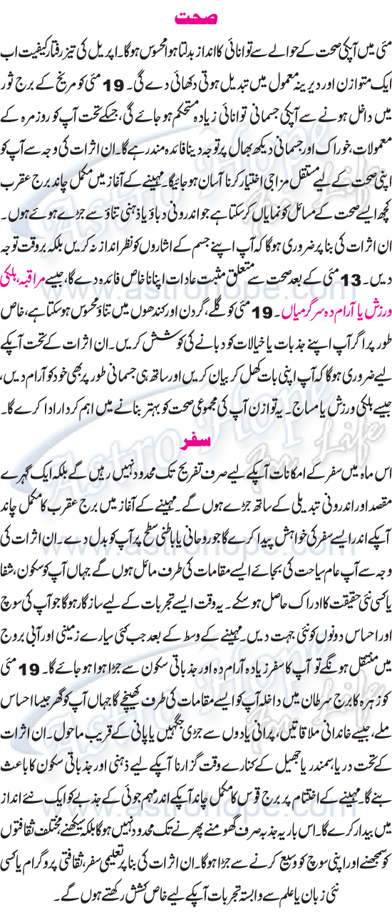 Monthly Urdu Horoscope