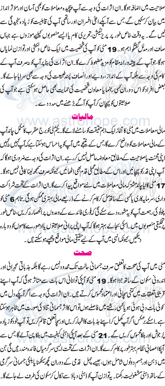 Monthly Urdu Horoscope