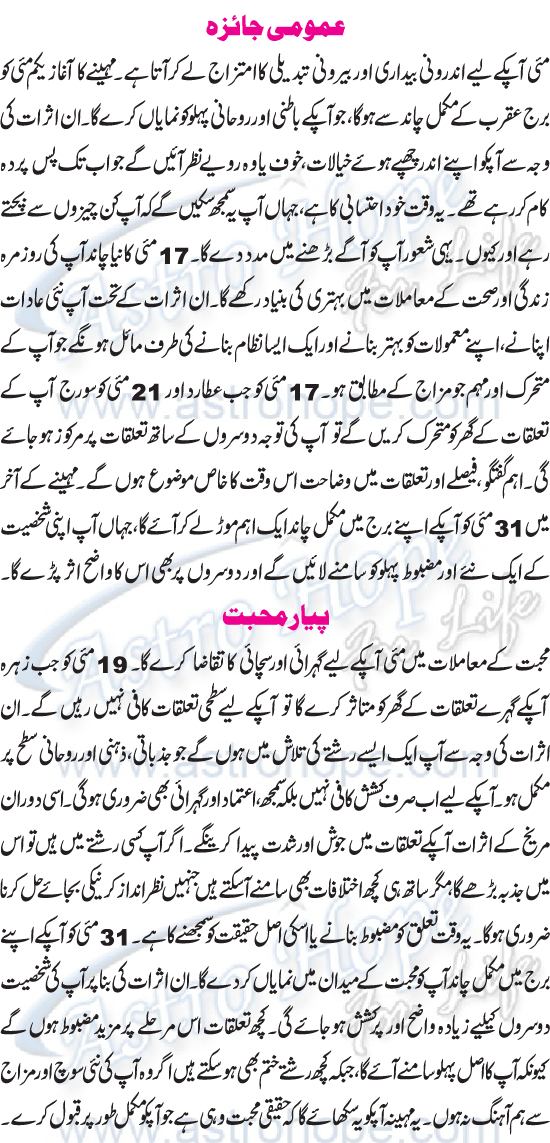 Monthly Urdu Horoscope